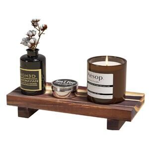 Kitchen Soap Tray Decor, Bamboo Pedestal Stand Risers for Display